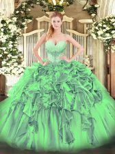  Sleeveless Organza Lace Up Vestidos de Quinceanera for Military Ball and Sweet 16 and Quinceanera