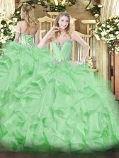  Floor Length Apple Green Quinceanera Dress Sweetheart Sleeveless Lace Up