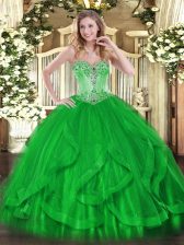 Customized Floor Length Green Quinceanera Dresses Sweetheart Sleeveless Lace Up