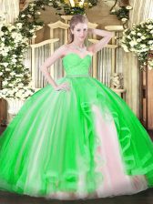  Sleeveless Zipper Floor Length Beading and Lace and Ruffles Sweet 16 Dress