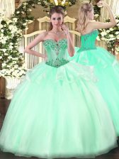  Sweetheart Sleeveless Lace Up Quinceanera Dress Apple Green Organza