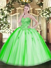  Lace Up Sweetheart Appliques Quinceanera Dresses Tulle Sleeveless
