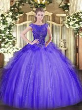 Admirable Lavender Sleeveless Beading Floor Length Sweet 16 Dresses