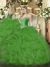 Dazzling Sweetheart Sleeveless Organza Sweet 16 Quinceanera Dress Beading and Ruffles Lace Up