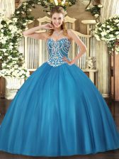  Baby Blue Sweetheart Neckline Beading Sweet 16 Quinceanera Dress Sleeveless Lace Up