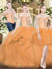  Orange Red Sweet 16 Quinceanera Dress Military Ball and Sweet 16 and Quinceanera with Ruffles Off The Shoulder Sleeveless Lace Up