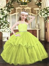  Floor Length Ball Gowns Sleeveless Yellow Green Little Girls Pageant Dress Wholesale Zipper