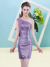  Lavender Zipper One Shoulder Sequins Prom Gown Sequined Sleeveless