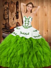 Superior Ball Gowns Quinceanera Gown Strapless Satin and Organza Sleeveless Floor Length Lace Up