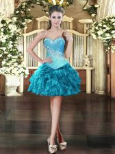 Spectacular Sweetheart Sleeveless Organza Prom Evening Gown Beading Lace Up