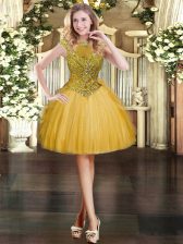 Admirable Cap Sleeves Beading and Ruffles Zipper Dress for Prom