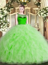  Sleeveless Beading and Ruffles Floor Length Quinceanera Gowns