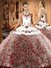 Best Selling Multi-color Lace Up Quince Ball Gowns Embroidery Sleeveless Sweep Train