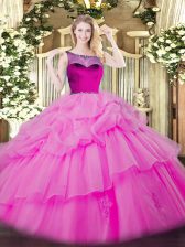 Spectacular Lilac Sleeveless Beading and Appliques and Pick Ups Floor Length Quinceanera Dress