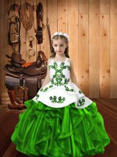 Ball Gowns Beading and Ruffles Child Pageant Dress Lace Up Organza Sleeveless Floor Length