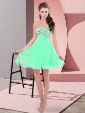  Apple Green Sleeveless Mini Length Beading Lace Up Prom Dress
