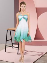  Empire Homecoming Dress Multi-color One Shoulder Fading Color Sleeveless Asymmetrical Lace Up