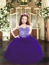  Sleeveless Lace Up Floor Length Beading and Ruffles Pageant Dress Wholesale