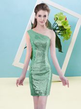 Stunning Sleeveless Sequined Mini Length Zipper Prom Party Dress in Turquoise with Sequins