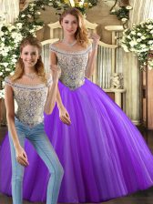  Sleeveless Beading Lace Up Sweet 16 Quinceanera Dress