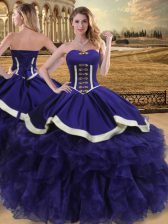 Vintage Purple Ball Gowns Sweetheart Sleeveless Organza Floor Length Lace Up Beading and Ruffles Quinceanera Dresses