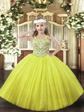  Tulle Sleeveless Floor Length Pageant Dress Toddler and Beading