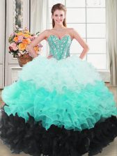  Multi-color Sleeveless Beading and Ruffled Layers Floor Length Ball Gown Prom Dress