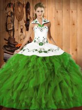  Sleeveless Lace Up Floor Length Embroidery and Ruffles Sweet 16 Dress