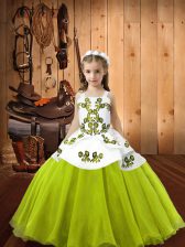  Straps Sleeveless Lace Up Little Girls Pageant Dress Wholesale Yellow Green Organza