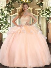 Modern Sleeveless Lace Up Floor Length Beading and Ruffles Sweet 16 Dresses