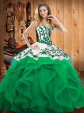 Fitting Ball Gowns Quinceanera Gowns Turquoise Sweetheart Satin and Organza Sleeveless Floor Length Lace Up