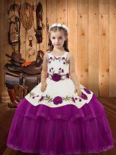  Floor Length Ball Gowns Sleeveless Fuchsia Winning Pageant Gowns Lace Up