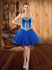Affordable Royal Blue Sleeveless Organza Lace Up Prom Party Dress for Prom and Party