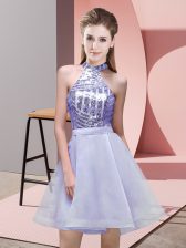 Cheap Mini Length Backless Vestidos de Damas Lavender for Prom and Party and Wedding Party with Sequins
