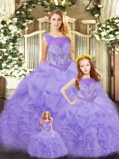  Floor Length Lavender Quinceanera Dress Scoop Sleeveless Lace Up