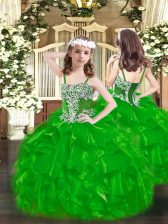 Fantastic Green Sleeveless Organza Lace Up Pageant Dress for Womens for Party and Quinceanera