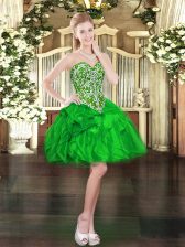On Sale Mini Length Green Dress for Prom Sweetheart Sleeveless Lace Up