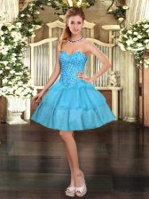 Classical Sleeveless Beading and Ruffled Layers Lace Up 