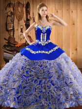 Adorable Multi-color Sweetheart Neckline Embroidery 15 Quinceanera Dress Sleeveless Lace Up