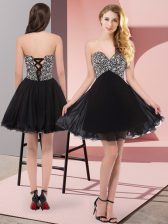 Clearance Mini Length Black Prom Dress Sweetheart Sleeveless Lace Up