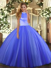  Tulle Sleeveless Floor Length Quinceanera Dress and Beading