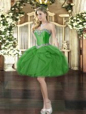 Modern Sweetheart Sleeveless Lace Up Prom Evening Gown Green Tulle