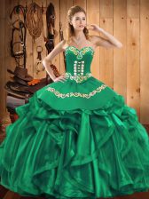  Sleeveless Lace Up Floor Length Embroidery and Ruffles Quince Ball Gowns