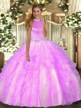 Fantastic Sleeveless Beading and Ruffles Backless Quinceanera Dress