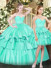 Edgy Sweetheart Sleeveless Lace Up Sweet 16 Dresses Aqua Blue Organza
