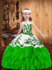  Kids Pageant Dress Party and Sweet 16 and Quinceanera and Wedding Party with Embroidery and Ruffles Straps Sleeveless Zipper