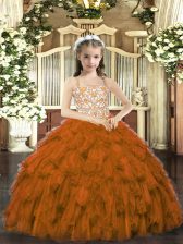 Best Sleeveless Beading and Ruffles Lace Up Pageant Dress for Teens