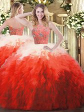 Glamorous Multi-color Sleeveless Tulle Zipper Sweet 16 Quinceanera Dress for Military Ball and Sweet 16 and Quinceanera
