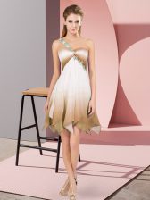  Multi-color Lace Up Prom Party Dress Beading Sleeveless Asymmetrical