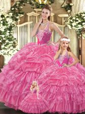  Sleeveless Lace Up Floor Length Ruffles and Pick Ups 15th Birthday Dress